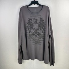 Waffle Knit Eagle Animal Print Tshirt Mens Gray Black Long Sleeve Tee Grunge