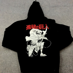 Attack On Titan Hoodie Mens Small Black Red Long Sleeve Drawstring Anime