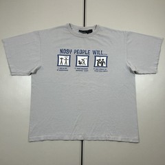 Vintage y2k No Boundaries Stickman Graphic Shirt Size Large “Nosy People Will..”