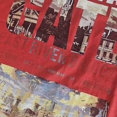 Array Shirt Mens Extra Large Red Highway Gate Graphic T-Shirt Bicycle Cityscape