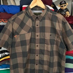 Howler Bros Tidepool Tech Green Plaid Vented Button Down Shirt Large