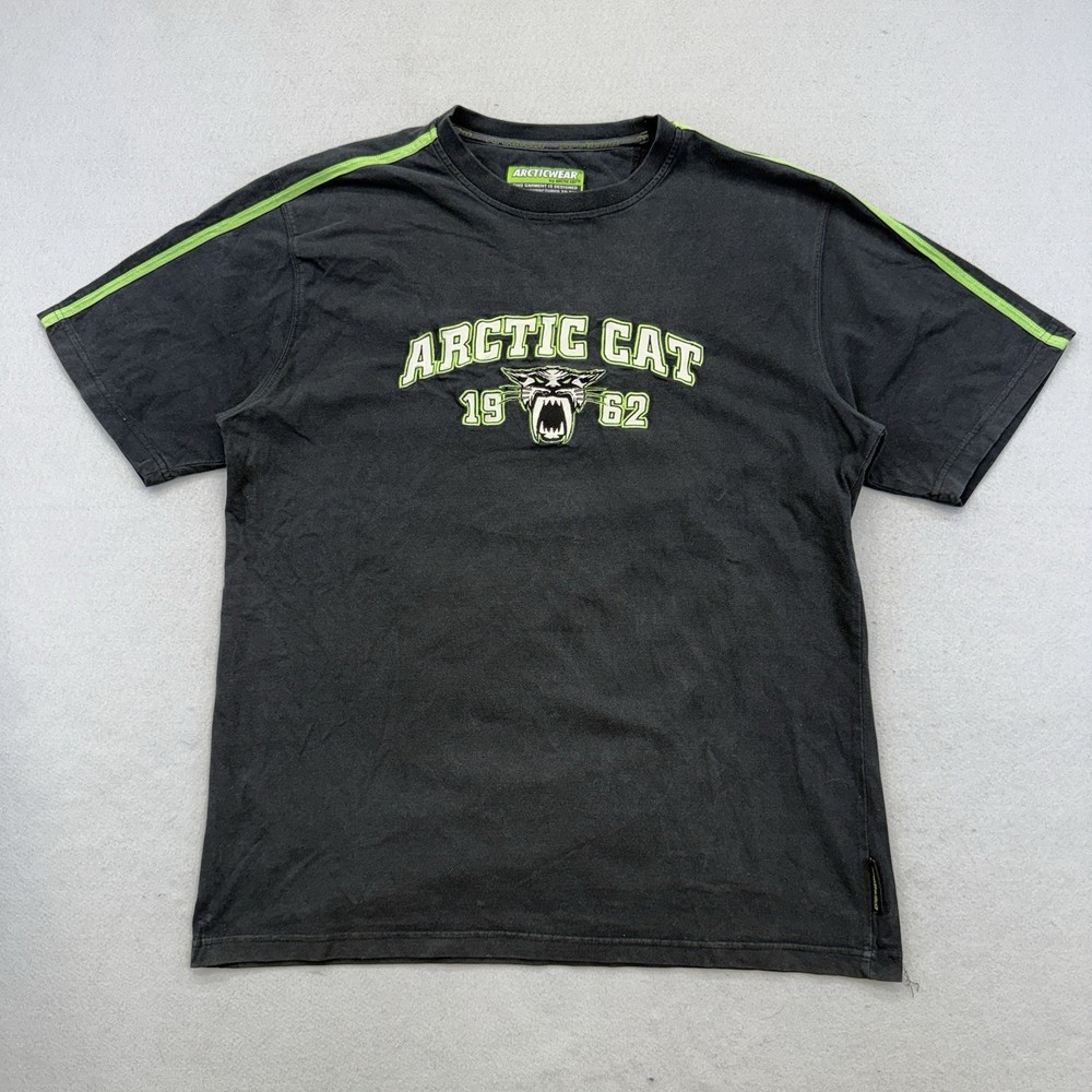 Arctic Cat Racing Snowmobile T-Shirt Men’s XL Embroidered Graphic Neon Black