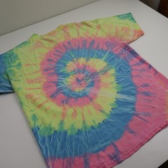 Vtg 90s Tie Dye T Shirt Mens L Rainbow Spiral Hippie Festival Single Stitch Tee