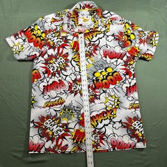 Oh Snap Drill Clothing Comic Pop Art Shirt Mens M Stretch Button Up Bang Pow