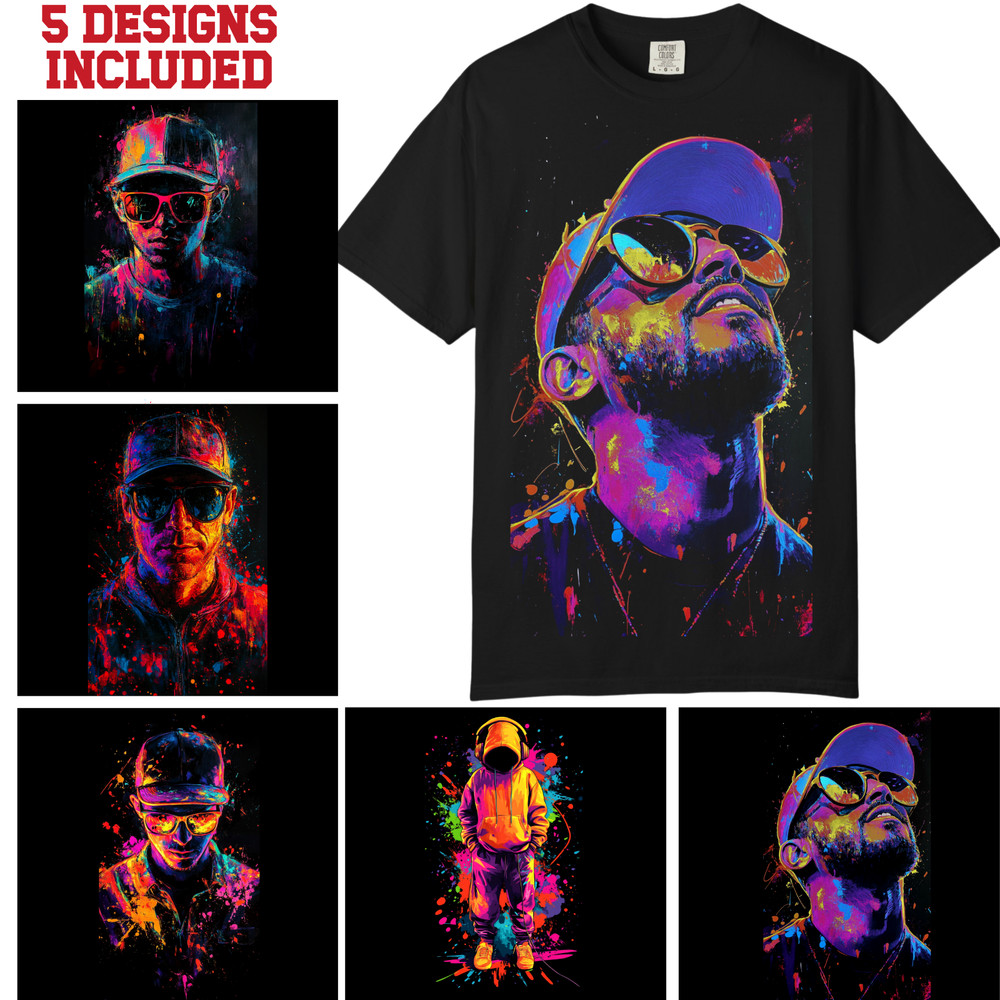 Mens Neon Hip Hop Urban Tee Shirt, Comfort Colors T Shirt, Unisex Streetwear Tee