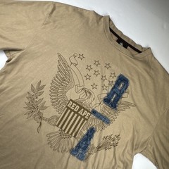 Red Ape Mens Graphic T-Shirt XL Tan Cotton Blend Streetwear Eagle Crest Tee