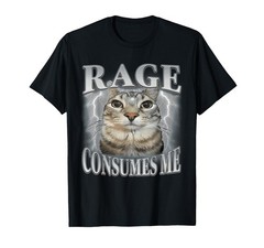 Rage Consumes Me Funny Silly Staring Cat Meme Women Men T-Shirt