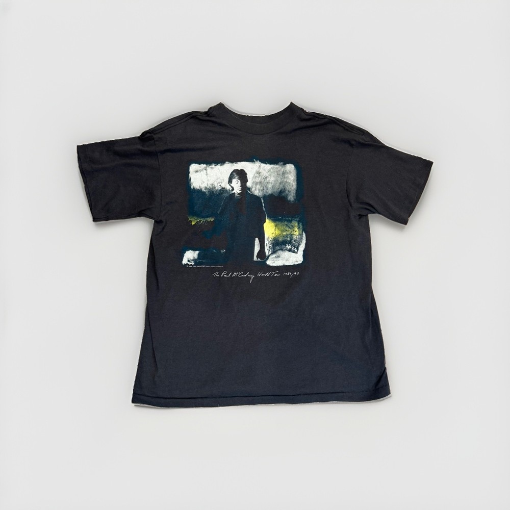 Vintage Paul McCartney T Shirt XL Black 1989-90 World Tour Concert Faded Thin