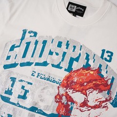 NEW Godspeed Flame Skull Numeric Alphabet printing Tee Mens Cotton T-shirt