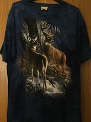 The Mountain (Brand) – Deer In Forest Winter Scene – Blue Tie Dye – XL