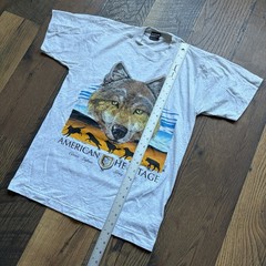Vintage American Heritage Best FOTL Wolf Shirt Mens S Gray Murina Made USA 90s