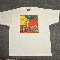 Vtg 90’s Running Shirt XL Fruit of The Loom Best Sunset Run Double Sided Graphic