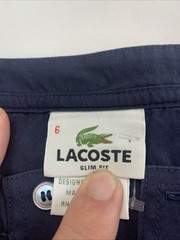 Lacoste Henley Neck Cut And Sew Waffle Linen Blend Long Sleeve 6 Navy Blue