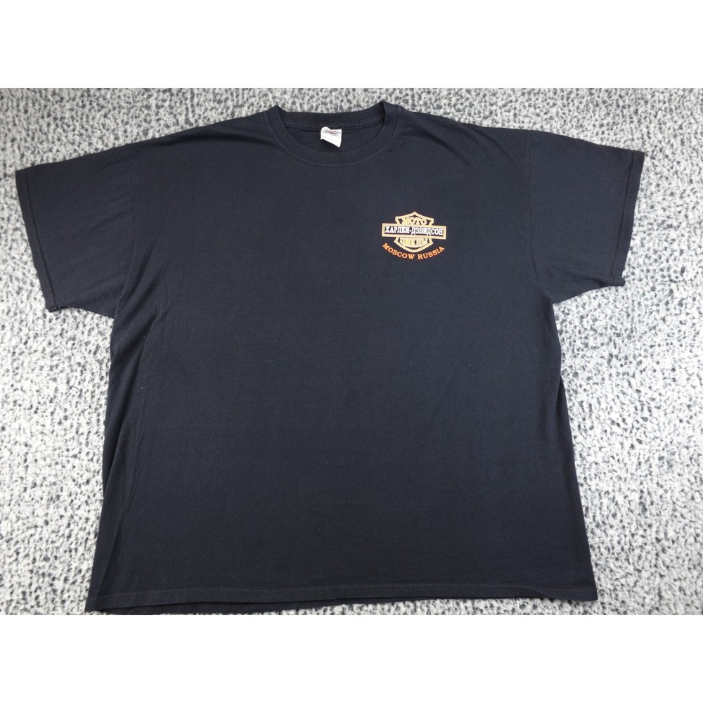 Harley-Davidson Moscow Russia T-Shirt Mens 3XL Black Fruit of the Loom Heavy