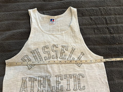 Russell Athletic Vintage 1990s Heather Gray Arch Logo USA Made Tank Top Shirt M