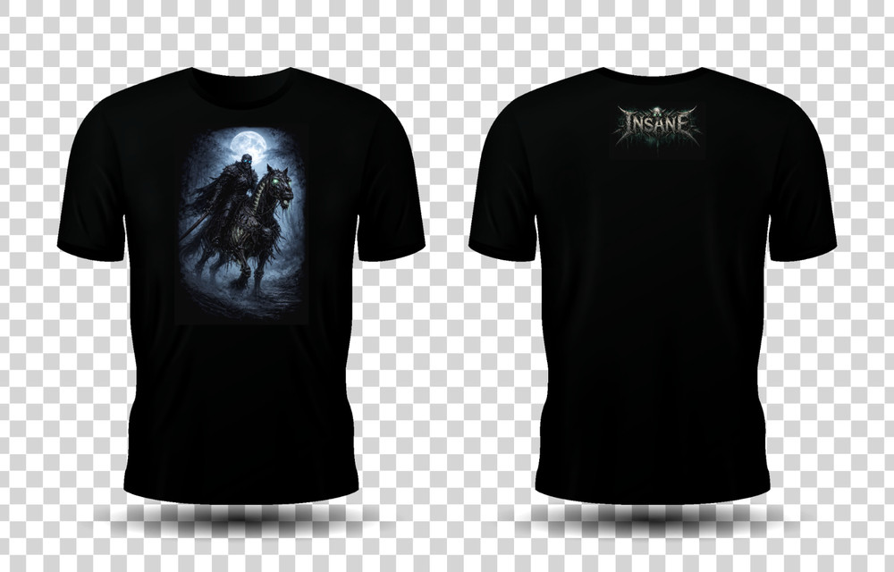 Dark Skeleton Rider T-Shirt Gothic Horror Moon DTG Print Black Tee INSANE Street