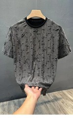 Men Luxury Fashion Trendy Loose Fit Ripped Hole Summer Casual Streetwear T-Shirt