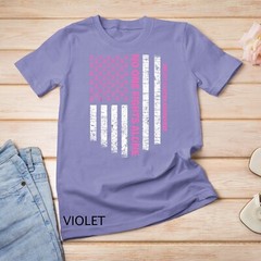 No One Fights Alone USA Flag Breast Cancer Awareness Unisex T-shirt