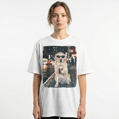 Golden Retriever Shades Cold Brew Neon Street Unisex T-Shirt Funny Dog Lover Tee