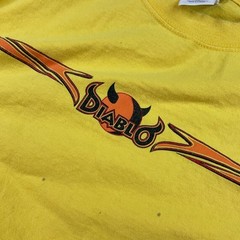Vintage Diablo Paintball T-Shirt Men Sz XL Y2K Graphic Tee Yellow Short Sleeve