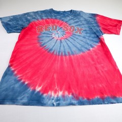 Boston Red Sox T-Shirt Mens XL Blue Red Tie Dye Spiral Logo MLB Liquid Blue