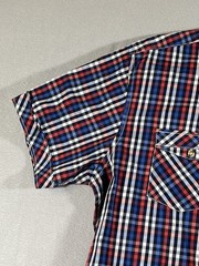 Stacy Adams Men Shirt Short Sleeve Plaid Button Up XL Red White Blue B-8