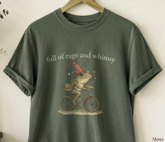 Full Of Rage And Whimsy Shirt Comfort Colors Cottagecore Frog Bicycle Tee
