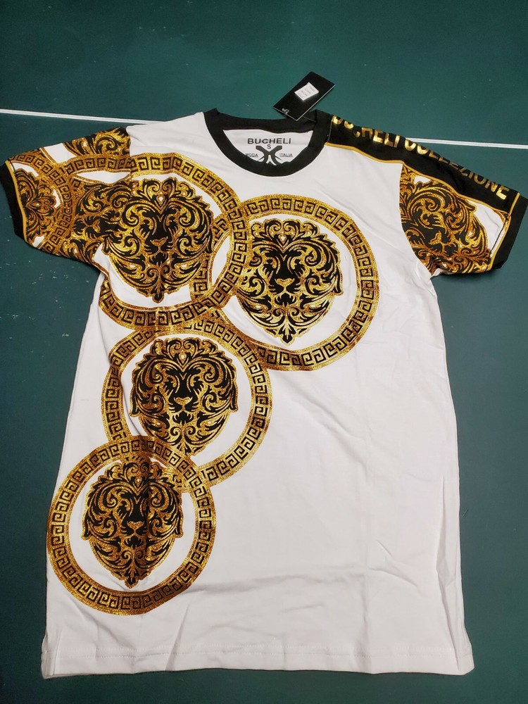 Men’s Bucheli Slim Fit White Cotton/Lycra Stretch Fashion Tee Free Ship