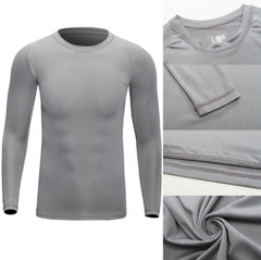 Men Thin Long Sleeve Underwear Johns Winter Sport Basic Crew Tops Shirt No Plush