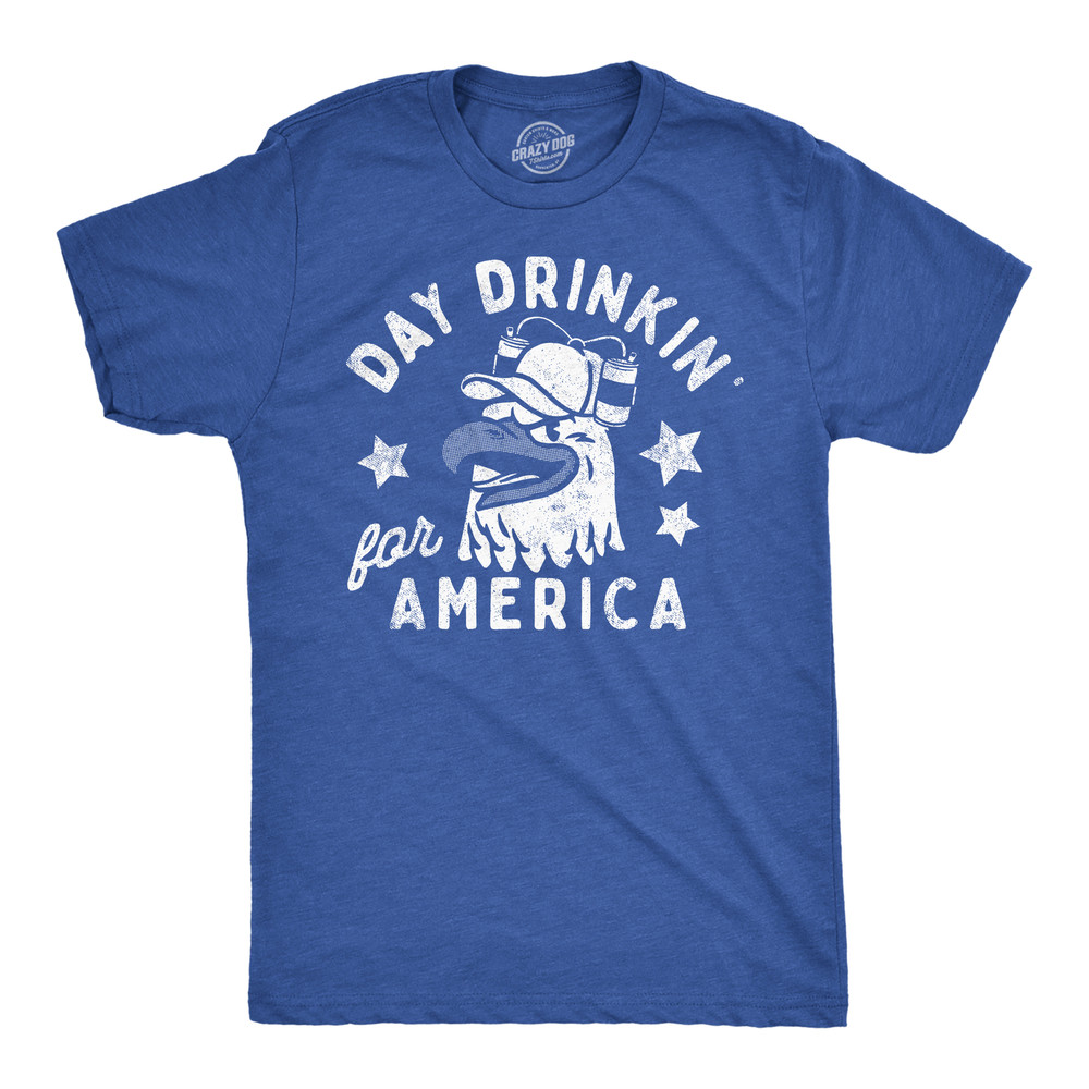 Mens Funny T Shirts Day Drinkin for America Sarcastic Fourth Of July Tee for Men