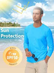 Men’s UPF 50+ Long Sleeve Shirts Sun Block Fishing Casual Sport Workout T-Shirts