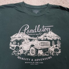 Pendleton Mens Off Road Trails Graphic Green Graphic Short Sleeve T Shirt Large