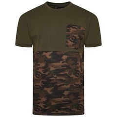 KAM Mens Plus Size Camo Pannnelled Tee in 2 Colour Options 2XL to 8XL