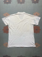 Vintage 70s blank white t shirt v neck soft combed cotton stained grunge XL