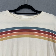 Marine Layer Shirt Mens Large White Striped Long Sleeve Crew Neck Relaxed Logo