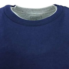 Men’s Navy Blue Club Room 100% Cotton Gray Collar Trim T-Shirt, Size XL