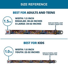Seatbelt Belt – SUPERMAN Action Blocks Red/Blue – 1.0″ Wide – 20-36 Inches in…