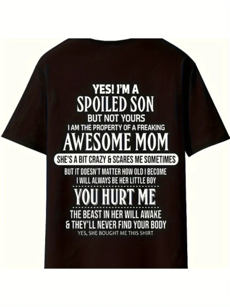 Funny Text Digital Print Men’s Casual Short Sleeve Crew Neck T-shirt