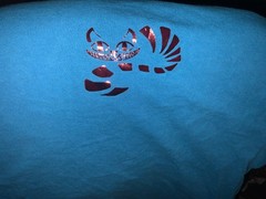 Alice in Wonderland- We’re All Mad Here -Cheshire Cat foil print giant L teal