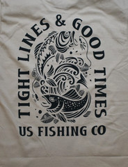 U.S. Fishing Co. Mens Tight Lines & Good Times Beige Shirt New S, M, XL