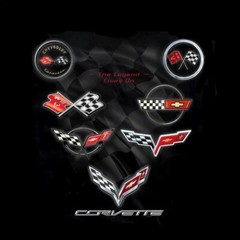 Joe Blow T’s Chevy Corvette Flags C1 thru C7 Men’s Black T-Shirt Emblems Logos