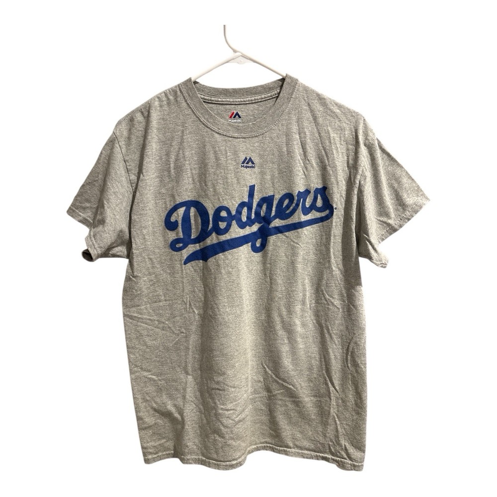 Majestic Los Angeles Dodgers WordMark Gray Tee Size M