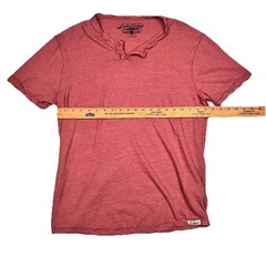 Lucky Brand Mens Short Sleeve Henley T-Shirt Faded Red Heathered Size L 80318
