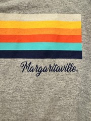 Margaritaville Shirt Teens XL Gray Palm Stripe Graphic Beach Tee Tropical Sunset