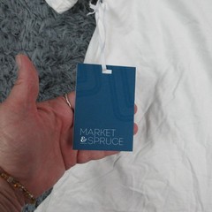 Market & Spruce Shirt Mens S White Crew Neck Tagless 100% Organic Cotton NWT