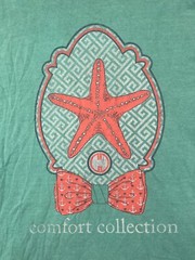 Comfort Collection T Shirt Adult L Green Starfish Bowtie Crew Tee Cotton Mens