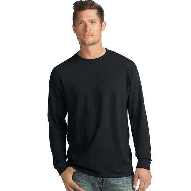 NWT Hanes Essentials Men’s Cotton Long Sleeve T-Shirt Value 4-Pack Black XL New