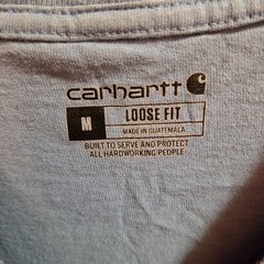 Carhartt K231 HD0 Loose Fit Size Med Gr Sleeve Spellout Logo L/S T-Shirt Lt Blue