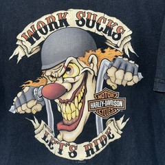 2012 Harley-Davidson Work Sucks Let’s Ride Clown Tee Denver Colorado Size Large