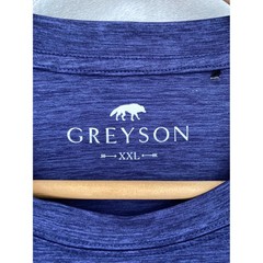 Greyson Performance Tee Mens XXL Indigo Blue Heathered Golf Wolf Logo 3/4 Sleeve